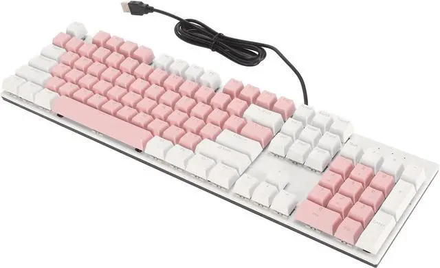 Alt view image 3 of 7 - 104 Key Mechanical Gaming Keyboard, RGB Backlit, Blue Switch, Wired USB Connection, for and, 28 Custom Lighting Modes (Pink and White)