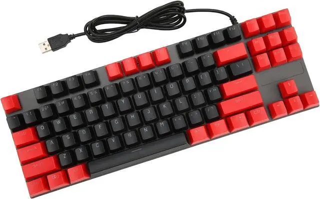 Alt view image 7 of 7 - Mechanical Keyboard 87 Keys with Blue Switch, RGB Backlit, Ergonomic Design, Wired Connection for Laptop Desktop PC, Quick Response, Feature (Wired Black Red)