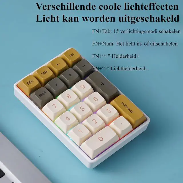 Alt view image 3 of 7 - Pidynx Numeric Keyboard 21-Key Keypad Tri-Mode Bluetooth Wireless Mechanical Laptop External Accounting Numeric Area