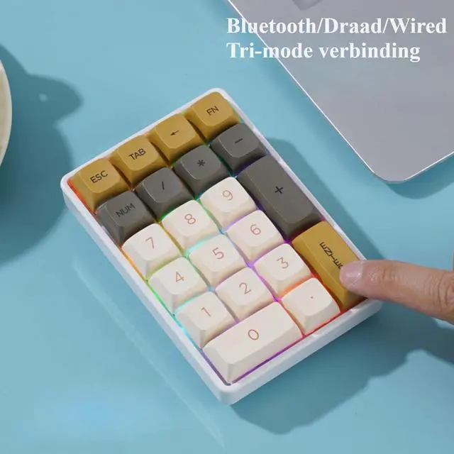Alt view image 4 of 7 - Pidynx Numeric Keyboard 21-Key Keypad Tri-Mode Bluetooth Wireless Mechanical Laptop External Accounting Numeric Area