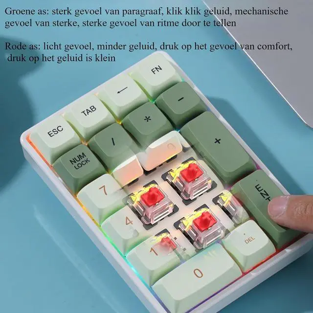 Alt view image 6 of 7 - Pidynx Numeric Keyboard 21-Key Keypad Tri-Mode Bluetooth Wireless Mechanical Laptop External Accounting Numeric Area