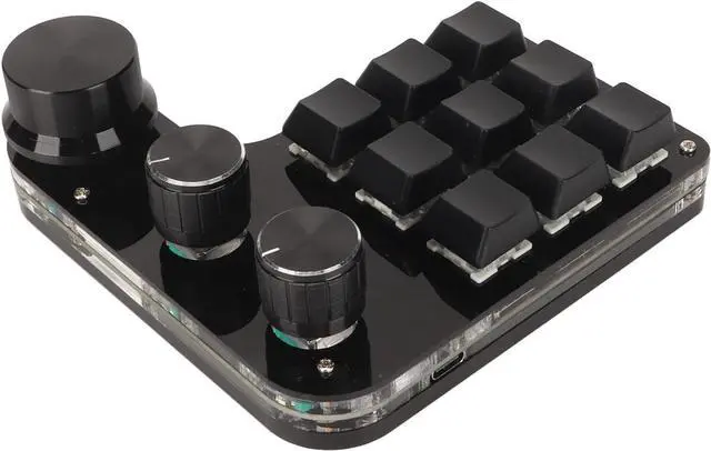 Alt view image 4 of 7 - ariarly Mini 9 Key Keypad, Mechanical Gaming Keyboard with RGB Light Blue Switch DIY Programmable Keyboard, Gaming Keypad with 3 Knob, Suitable for Designers and Video Editors