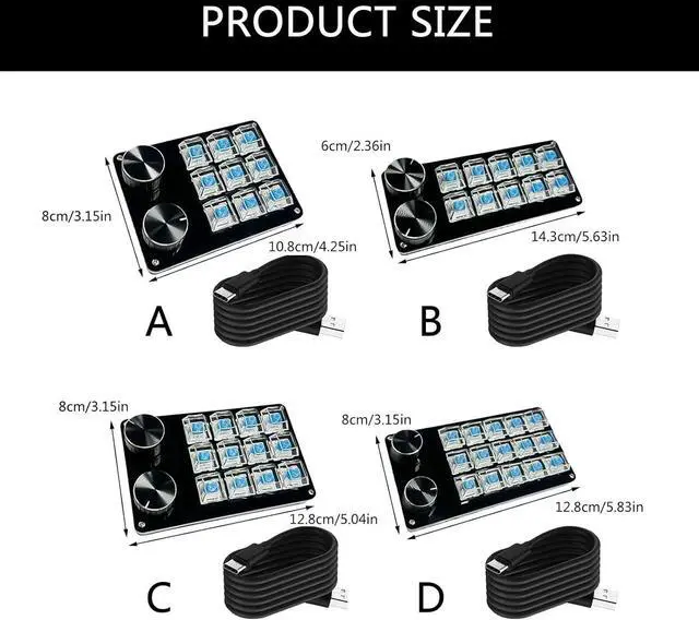 Alt view image 4 of 7 - GMBYLBY Programmable Macro Keyboards with 2Knobs Mechanical Gaming Keypad Hot Swappable Switches Wire Customizable Control Pad