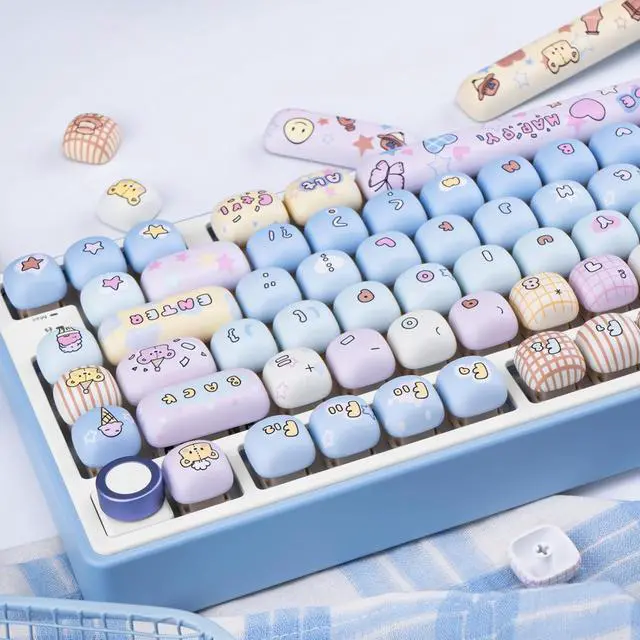 Alt view image 7 of 7 - COOMICKEY PBT Keycaps 136 Keys Cute Keycaps Dye-Sublimation Kawaii Blue Pink Key Caps MOG Profile Custom Key Caps Set for Cherry Gateron MX Swithes Mechanical Keyboards