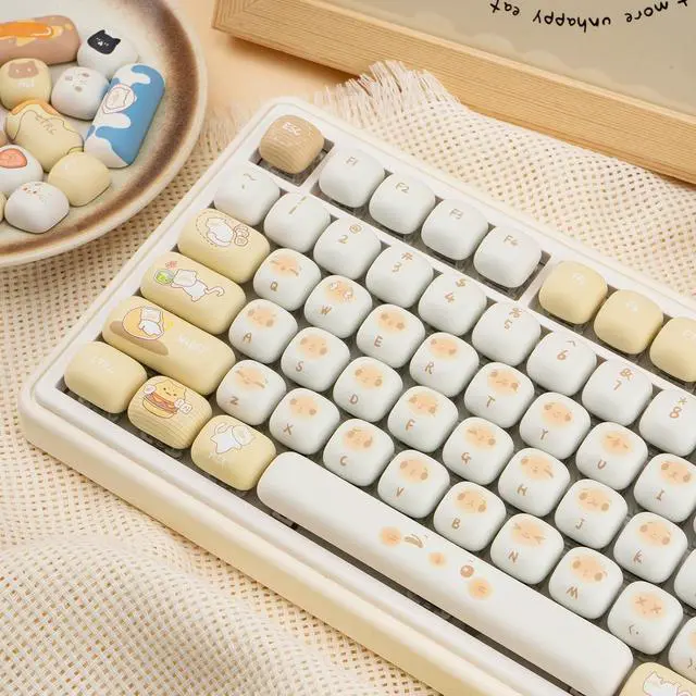 Alt view image 3 of 7 - COOMICKEY MOG Profile Keycaps, PBT Keycaps 60 75 100 Percent, Cute Cat Key Caps Set Dye-Sublimation, 136 Keys Custom Keyboard Key Caps for Cherry Gateron MX Switches Mechanical Keyboards