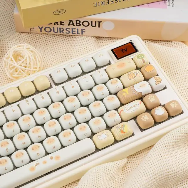 Alt view image 4 of 7 - COOMICKEY MOG Profile Keycaps, PBT Keycaps 60 75 100 Percent, Cute Cat Key Caps Set Dye-Sublimation, 136 Keys Custom Keyboard Key Caps for Cherry Gateron MX Switches Mechanical Keyboards