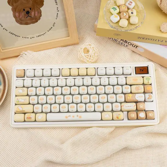 Alt view image 7 of 7 - COOMICKEY MOG Profile Keycaps, PBT Keycaps 60 75 100 Percent, Cute Cat Key Caps Set Dye-Sublimation, 136 Keys Custom Keyboard Key Caps for Cherry Gateron MX Switches Mechanical Keyboards