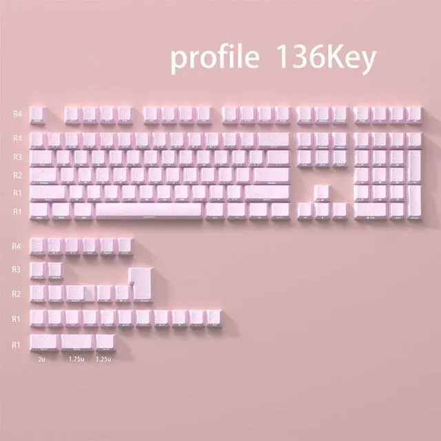 Alt view image 7 of 7 - YUGSHNKFC Contoured Keycap Side Backlit Characters Ergonomic 136-Key Keycaps for Mechanical Keyboard Comfortable Typing