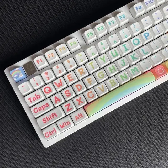 Alt view image 6 of 7 - 125Key Rainbow Themed Keycap MDAs Height PBTs Dye Sublimation Keycap Set for Customs Mechanical Keyboards