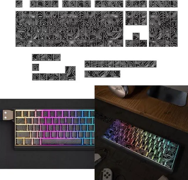 Alt view image 2 of 7 - YUGSHNKFC 131Keys Side Backlit Keycap Set Side Print Ergonomic Backlit Keycaps for Mechanical Keyboards Extended Use