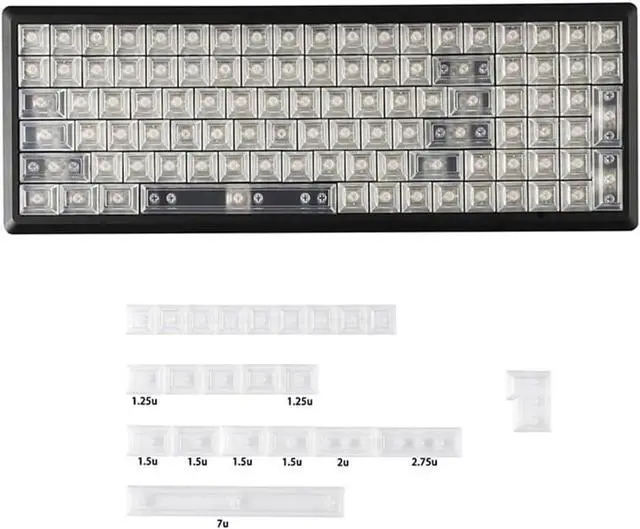 Alt view image 7 of 7 - 122Keys Keycaps Translucent with Backlighting Keycaps Wordless for Mechanical Keyboard Switches Keycap Set