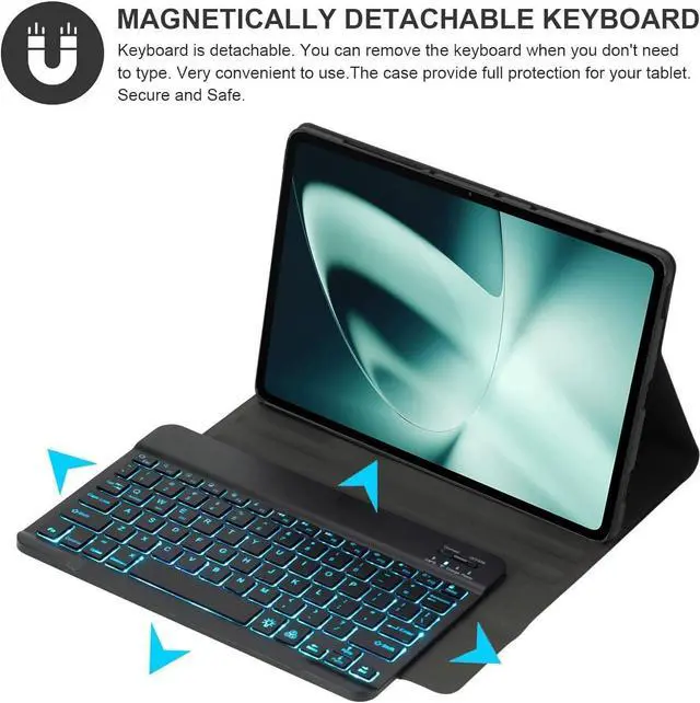 Alt view image 2 of 7 - HEKUEUN Keyboard Case for OnePlus Pad 11.6 Inch 2023, with Mouse 7 Color Backlight Detachable Wireless Bluetooth Keyboard Ultra-Thin Multi-Angle Protective Cover for OnePlus Pad 11.61"