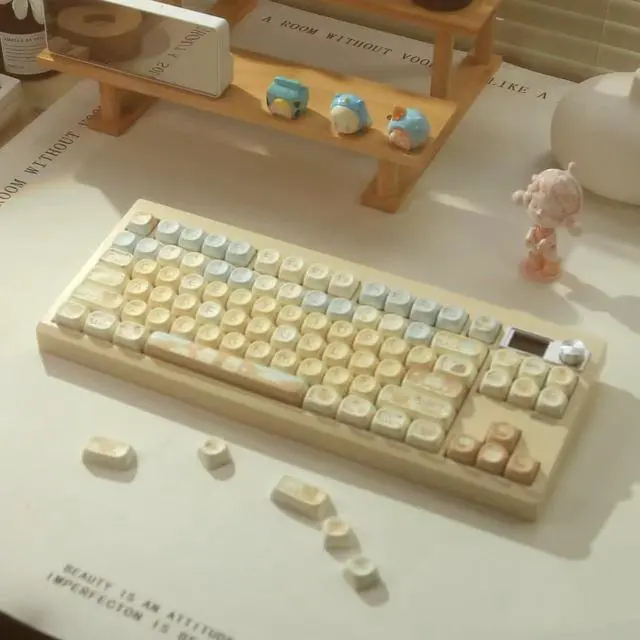 Alt view image 7 of 7 - ZUOYA GMK87 TKL Mechanical Keyboard Kit,75% BT5.0/2.4Ghz/Wired Wireless Gaming DIY Kit VIA Programmable RGB Hot-Swap 87Keys Gasket Mount Compact Keyboard Custom Barebones with TFT Screen&Knob (Brown)