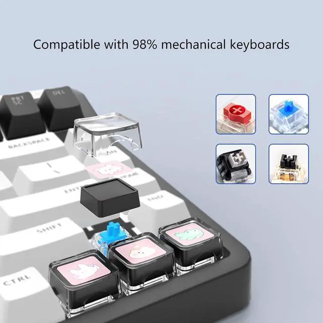 Alt view image 2 of 7 - GMBYLBY Customizable Clear Keycap Set for Mechanical Keyboards Removable Top and Bottom Covers for Easy
