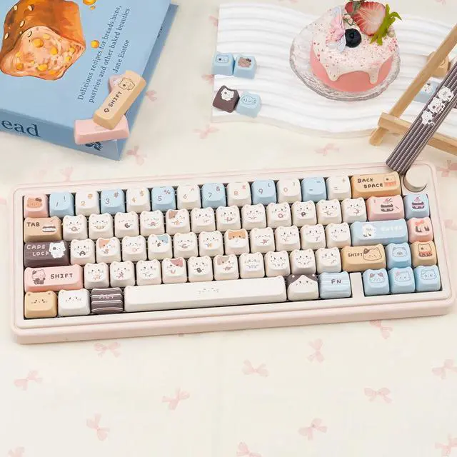 Alt view image 5 of 7 - COOMICKEY 140 Keys PBT Keycaps Set, Mao Profile Key Caps, Dye-sub Cute Cat Keycaps for Mechanical Gaming Keyboard, Compatible with Cherry Gateron Kailh MX Structure (Custom Cat-Shaped)