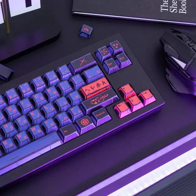 Alt view image 5 of 7 - GEKUCAP Ninja Japanese PBT Custom Keycaps, 130 Keys Black Purple Manga Key Caps, Cherry Profile Dye Sublimation Keyboard Keycap Set for Cherry MX Gateron Kailh Switches Mechanical Keyboard