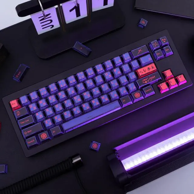 Alt view image 7 of 7 - GEKUCAP Ninja Japanese PBT Custom Keycaps, 130 Keys Black Purple Manga Key Caps, Cherry Profile Dye Sublimation Keyboard Keycap Set for Cherry MX Gateron Kailh Switches Mechanical Keyboard