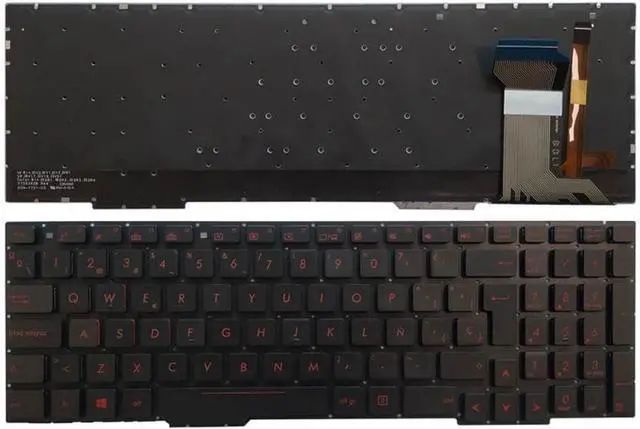 Main image of Backlit Red White Spanish Keyboard Compatible with GL753 GL753V GL753VE GL753VD(RED)