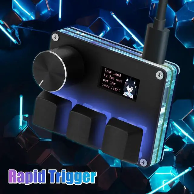 Alt view image 4 of 7 - MiYee O3C Custom Gaming Keyboard Rapid Trigger Keyboard Magnetic Switches with Knob and Screen, Plug-and-Play, Copy Paste, Black