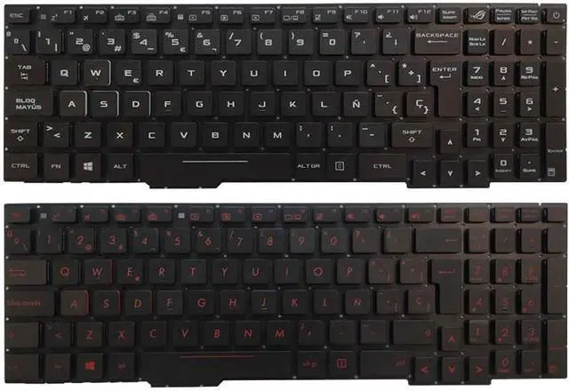 Alt view image 2 of 7 - Backlit Red White Spanish Keyboard Compatible with GL753 GL753V GL753VE GL753VD(White)