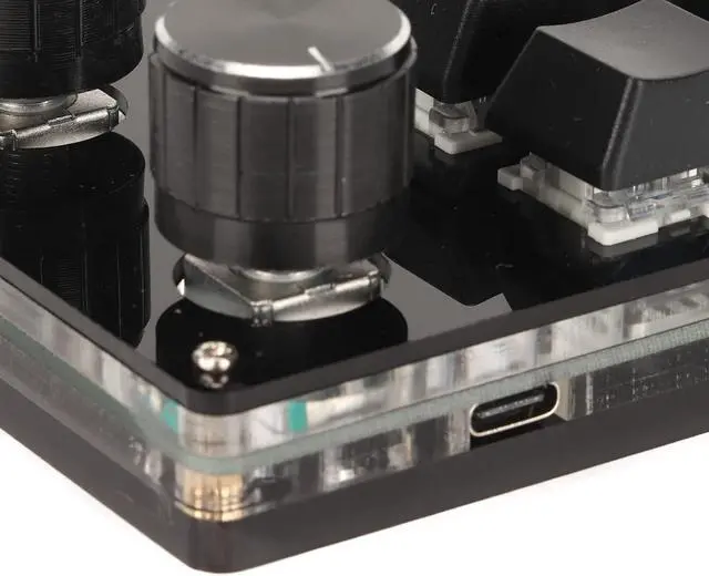 Alt view image 6 of 7 - One Handed Programmable Mechanical Keyboard, Blue Switch DIY Programmable Mini 12 Key Gaming Keypad with 2 Knob, Wired Connection Plug and Play Universal Mechanical Keyboard (Milk White)