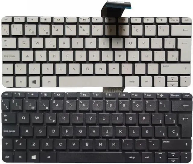 Alt view image 2 of 5 - Spanish Keyboard Compatible with 11-R 11-R010NR 11-R014WM 11-R015WM 11-R020NR 11-R092NR in White and Black No Frame Design(White)