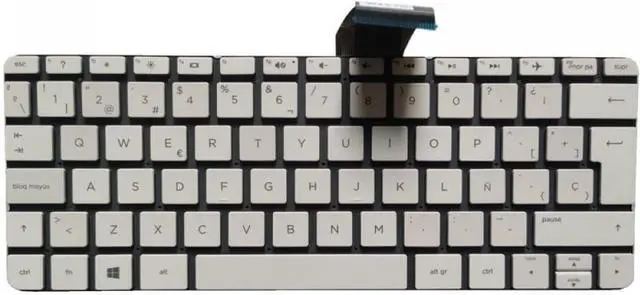 Alt view image 3 of 5 - Spanish Keyboard Compatible with 11-R 11-R010NR 11-R014WM 11-R015WM 11-R020NR 11-R092NR in White and Black No Frame Design(White)