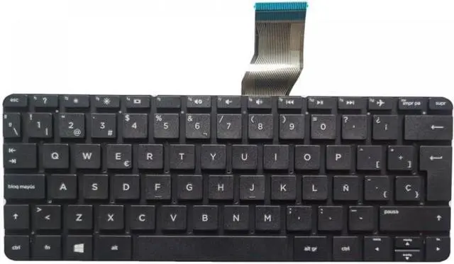 Alt view image 4 of 5 - Spanish Keyboard Compatible with 11-R 11-R010NR 11-R014WM 11-R015WM 11-R020NR 11-R092NR in White and Black No Frame Design(White)