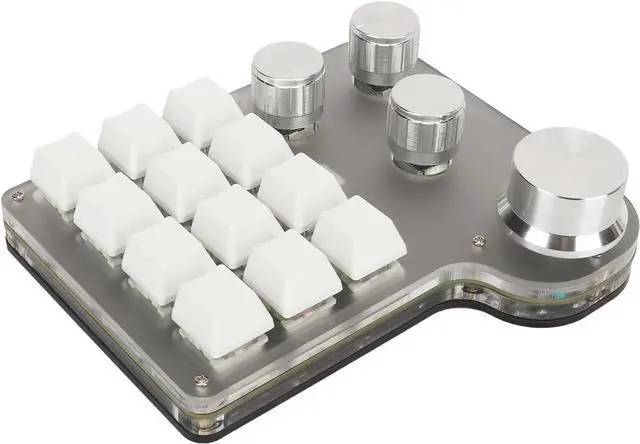 Alt view image 4 of 7 - Blue Switch Keyboard USB C BT 2.4G Mini RGB Custom Keypad Industrial Console 5V 1A