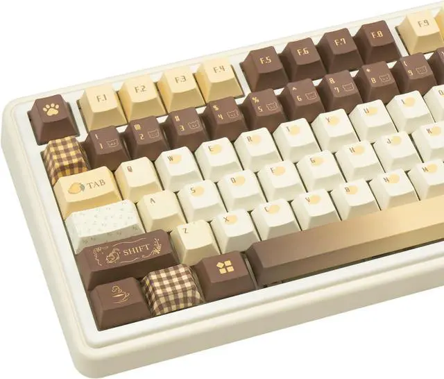 Main image of TIMSEKER 145 Keys PBT Keycaps with Dye-Sublimation, Cherry Profile, Retro Brown & Cream Color Theme, Compatible with MX Switches Mechanical Keyboard