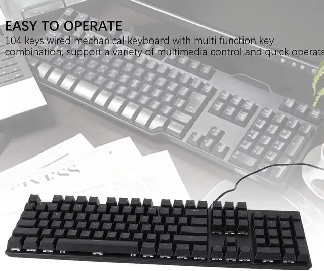 Alt view image 6 of 7 - Wired Mechanical Keyboard, 104 Keys Blue Switch, 8 Kinds Backlight, Gaming and Office Use, USB2.0 Interface, Ergonomic Design, Multimedia Control