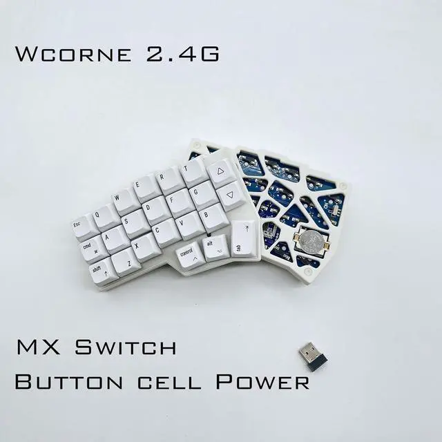 Alt view image 2 of 3 - SZRKBD 2.4-G wirelessness Connect Single Mode Portable 40% Split 46-Key MX Mechanical Keyboard (White, Kit)