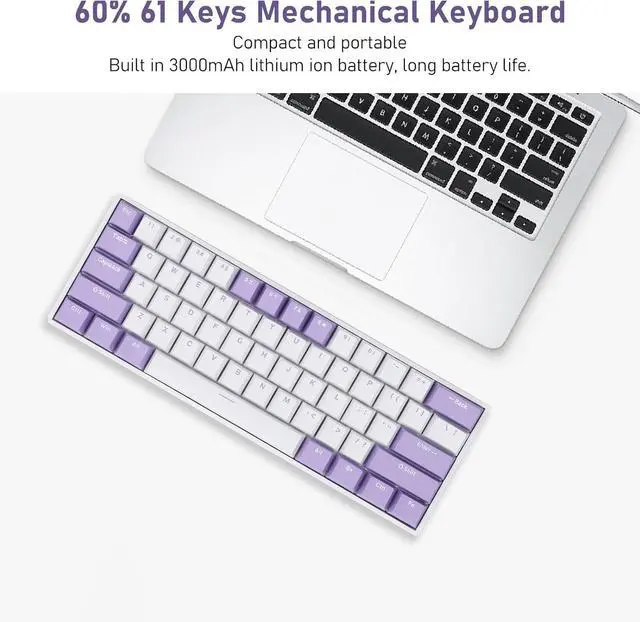 Alt view image 4 of 7 - Mechanical Gaming Keyboard, Cute Small Size RGB Backlight Long Lasting Battery, Quick Response Red Switch 2.4G 3.0 5.0 Type C Wired Hot Swappable, Double Layer Padding