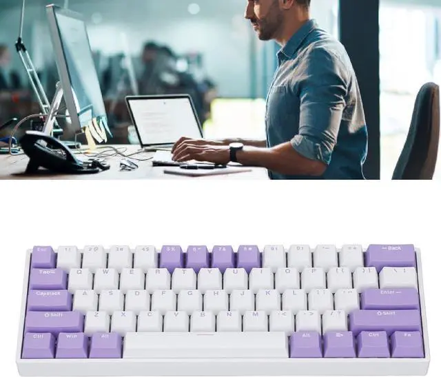 Alt view image 5 of 7 - Mechanical Gaming Keyboard, Cute Small Size RGB Backlight Long Lasting Battery, Quick Response Red Switch 2.4G 3.0 5.0 Type C Wired Hot Swappable, Double Layer Padding