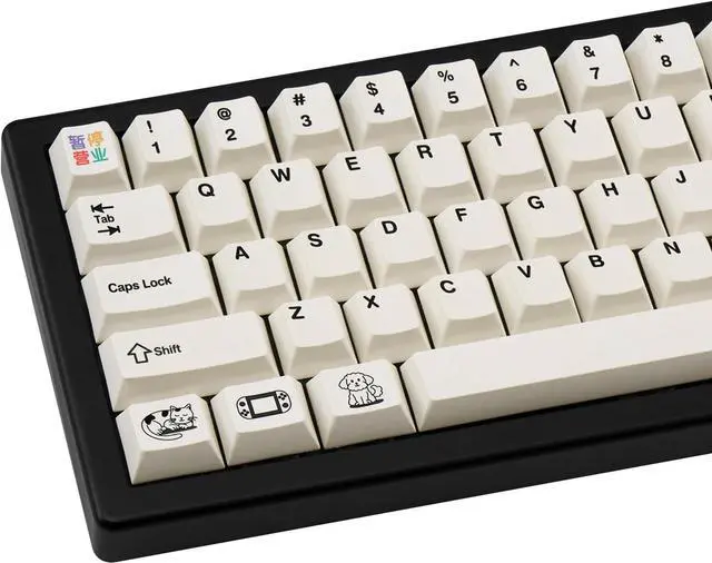 Main image of GEKUCAP 130 Keys White Keycaps Minimalist PBT Custom Keycaps Cherry Profile Dye Sublimation Keycap Set for Cherry MX Gateron Kailh Switches Mechanical Keyboard, Leisurely Theme Keycaps