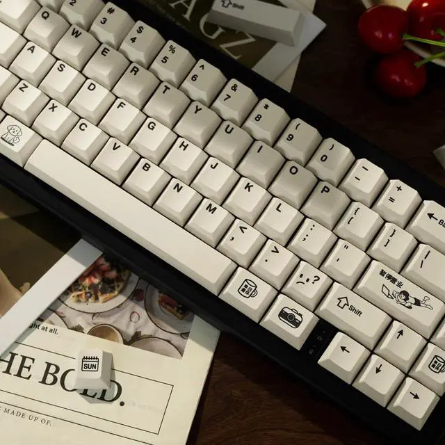 Alt view image 3 of 7 - GEKUCAP 130 Keys White Keycaps Minimalist PBT Custom Keycaps Cherry Profile Dye Sublimation Keycap Set for Cherry MX Gateron Kailh Switches Mechanical Keyboard, Leisurely Theme Keycaps