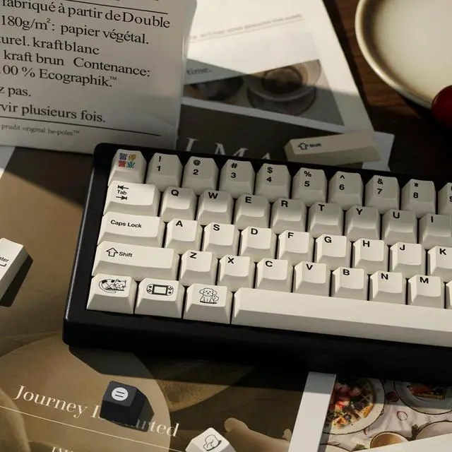 Alt view image 4 of 7 - GEKUCAP 130 Keys White Keycaps Minimalist PBT Custom Keycaps Cherry Profile Dye Sublimation Keycap Set for Cherry MX Gateron Kailh Switches Mechanical Keyboard, Leisurely Theme Keycaps