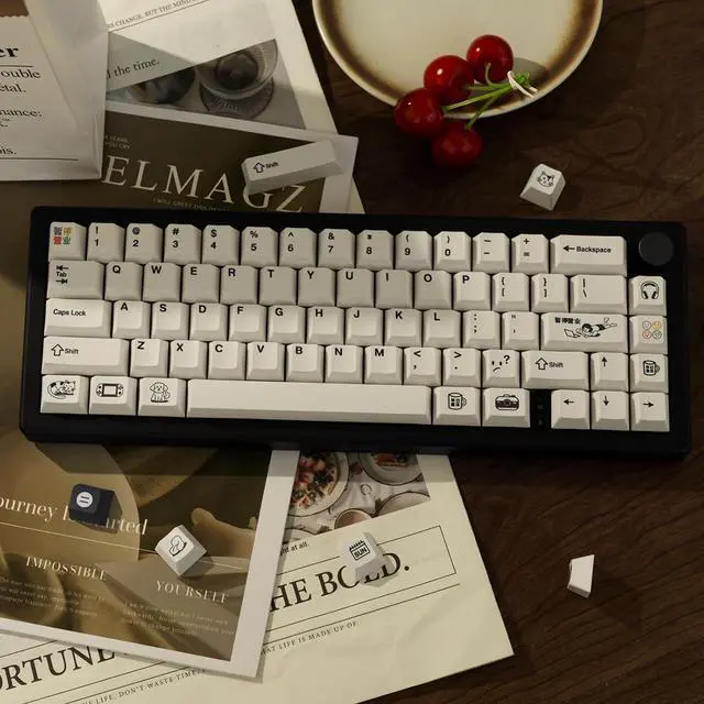 Alt view image 5 of 7 - GEKUCAP 130 Keys White Keycaps Minimalist PBT Custom Keycaps Cherry Profile Dye Sublimation Keycap Set for Cherry MX Gateron Kailh Switches Mechanical Keyboard, Leisurely Theme Keycaps