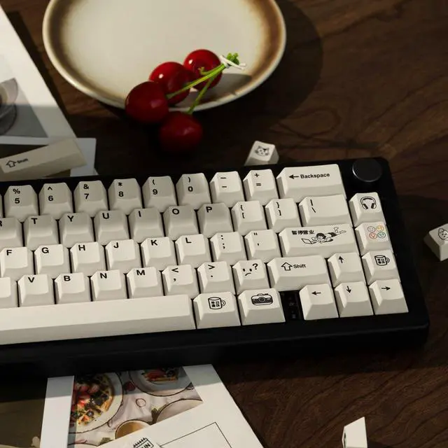 Alt view image 6 of 7 - GEKUCAP 130 Keys White Keycaps Minimalist PBT Custom Keycaps Cherry Profile Dye Sublimation Keycap Set for Cherry MX Gateron Kailh Switches Mechanical Keyboard, Leisurely Theme Keycaps