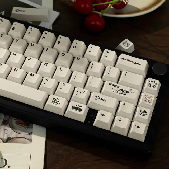 Alt view image 7 of 7 - GEKUCAP 130 Keys White Keycaps Minimalist PBT Custom Keycaps Cherry Profile Dye Sublimation Keycap Set for Cherry MX Gateron Kailh Switches Mechanical Keyboard, Leisurely Theme Keycaps