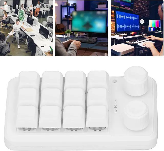 Alt view image 6 of 7 - Lybunair 12 Key Mechanical Keyboard with 2 Knobs, 3 Modes, Programmable Blue Switch Keypad for Gaming, Office, Music - White