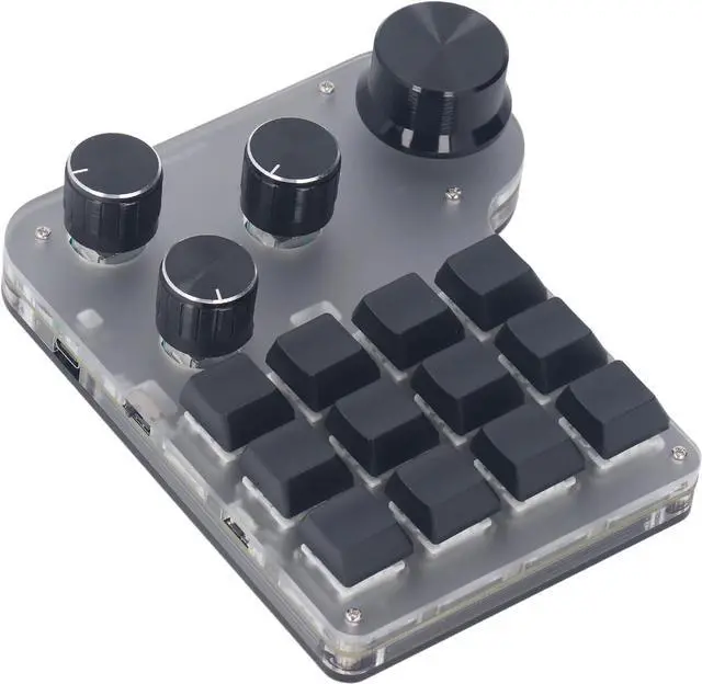 Main image of USB Mini Macro Mechanical Gaming Keyboard, Programming Keypad with 12 Keys 4 Knobs, USB C BT 2.4G 3 Modes, One Handed RGB LED Macro Keypad for Industrial Control, Laboratory
