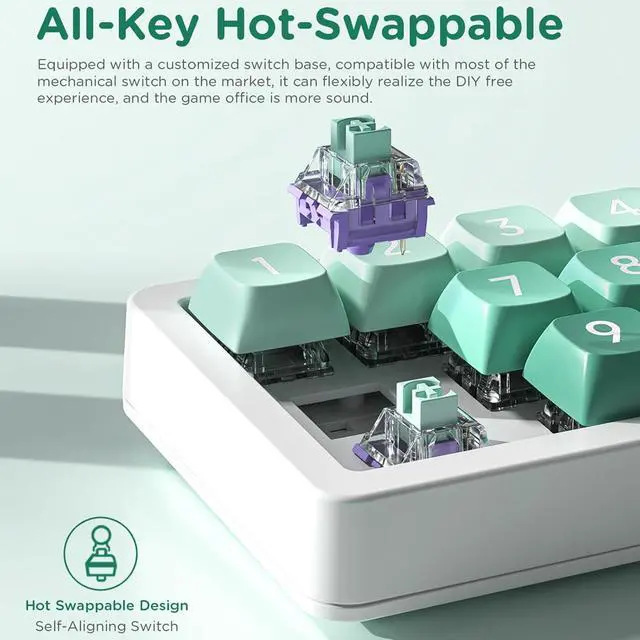 Alt view image 3 of 7 - STBQHG K810 Corded Mechanical Gamers Keyboard Hot-Swappable with Lighting Programmable Macros Joystick Small Keypad 12Keys