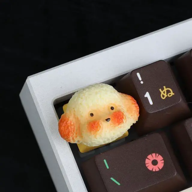 Alt view image 2 of 5 - Keycaps,Resin Mechanical Keyboard Three-Dimensional Keycap,Bread Series Transparent Personalized Replacement Keycaps for Gaming Keyboards (Rice Puppy)