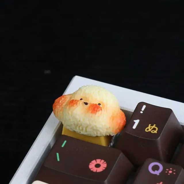 Alt view image 3 of 5 - Keycaps,Resin Mechanical Keyboard Three-Dimensional Keycap,Bread Series Transparent Personalized Replacement Keycaps for Gaming Keyboards (Rice Puppy)
