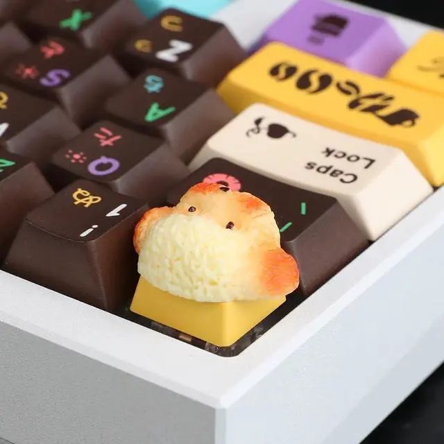 Alt view image 4 of 5 - Keycaps,Resin Mechanical Keyboard Three-Dimensional Keycap,Bread Series Transparent Personalized Replacement Keycaps for Gaming Keyboards (Rice Puppy)