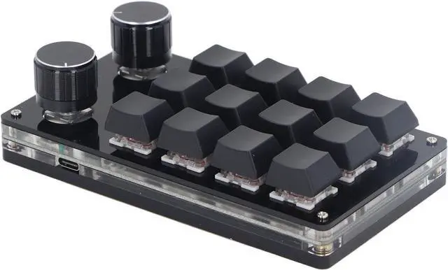 Alt view image 3 of 7 - Macro Mechanical Gaming Keyboard 12 Keys 2 Knobs Programmable Wired Keyboard with Red Switch for Windows for Linux for OSX Office Gaming Music Media Industrial Control