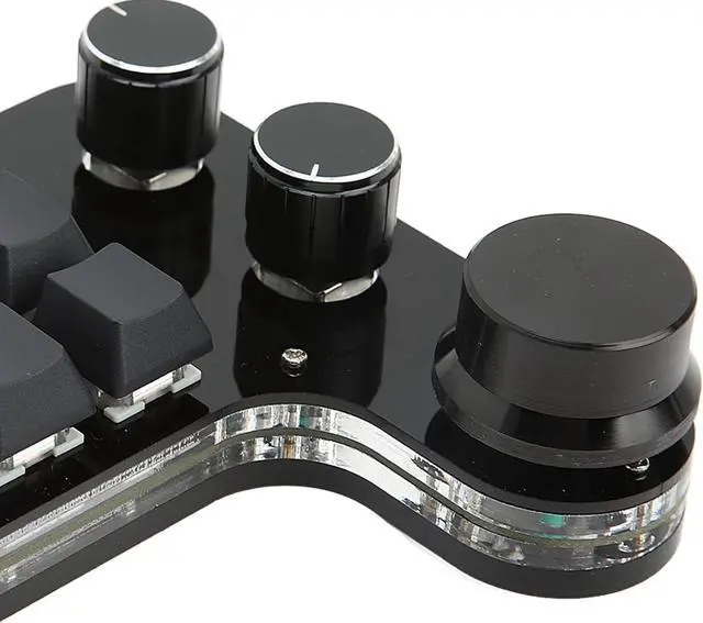 Alt view image 4 of 7 - Nutriess Mini Gaming Keypad 9 Keys 3 Knobs RGB Backlit Programmable Mechanical Keyboard with Delay Function for Music Office Media