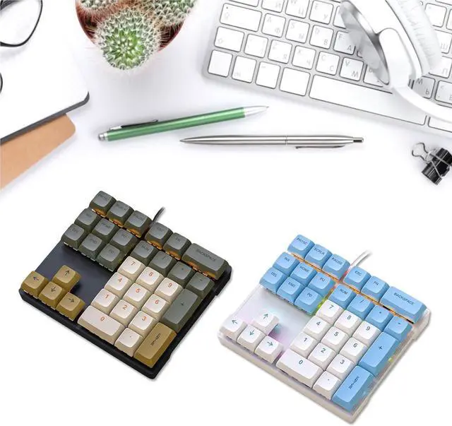 Alt view image 2 of 7 - DIIOOMIEEU 33 Key Wire Mechanical Numeric Keypad with Multi-Color Lights Suitable for Finance Business Laptop Numeric Keyboard