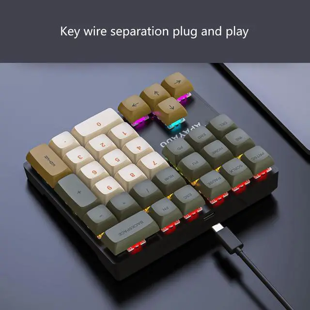 Alt view image 4 of 7 - DIIOOMIEEU 33 Key Wire Mechanical Numeric Keypad with Multi-Color Lights Suitable for Finance Business Laptop Numeric Keyboard